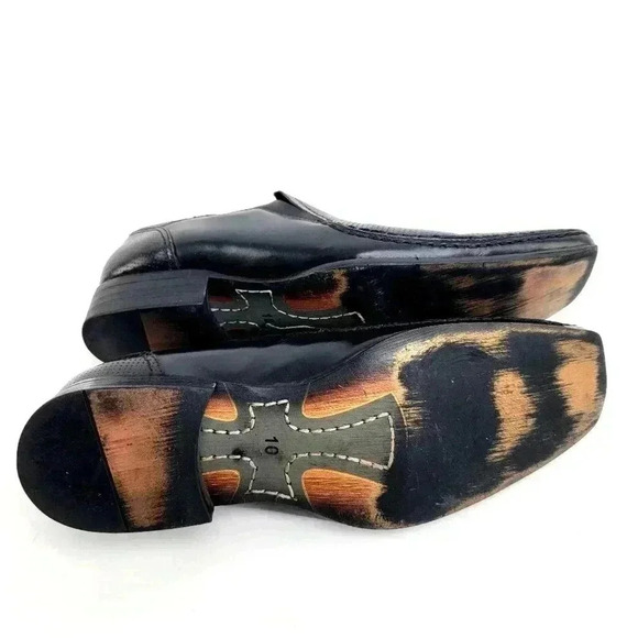 Robert Wayne Crash Snipped Square Toe Black Leather Loafers main image 5